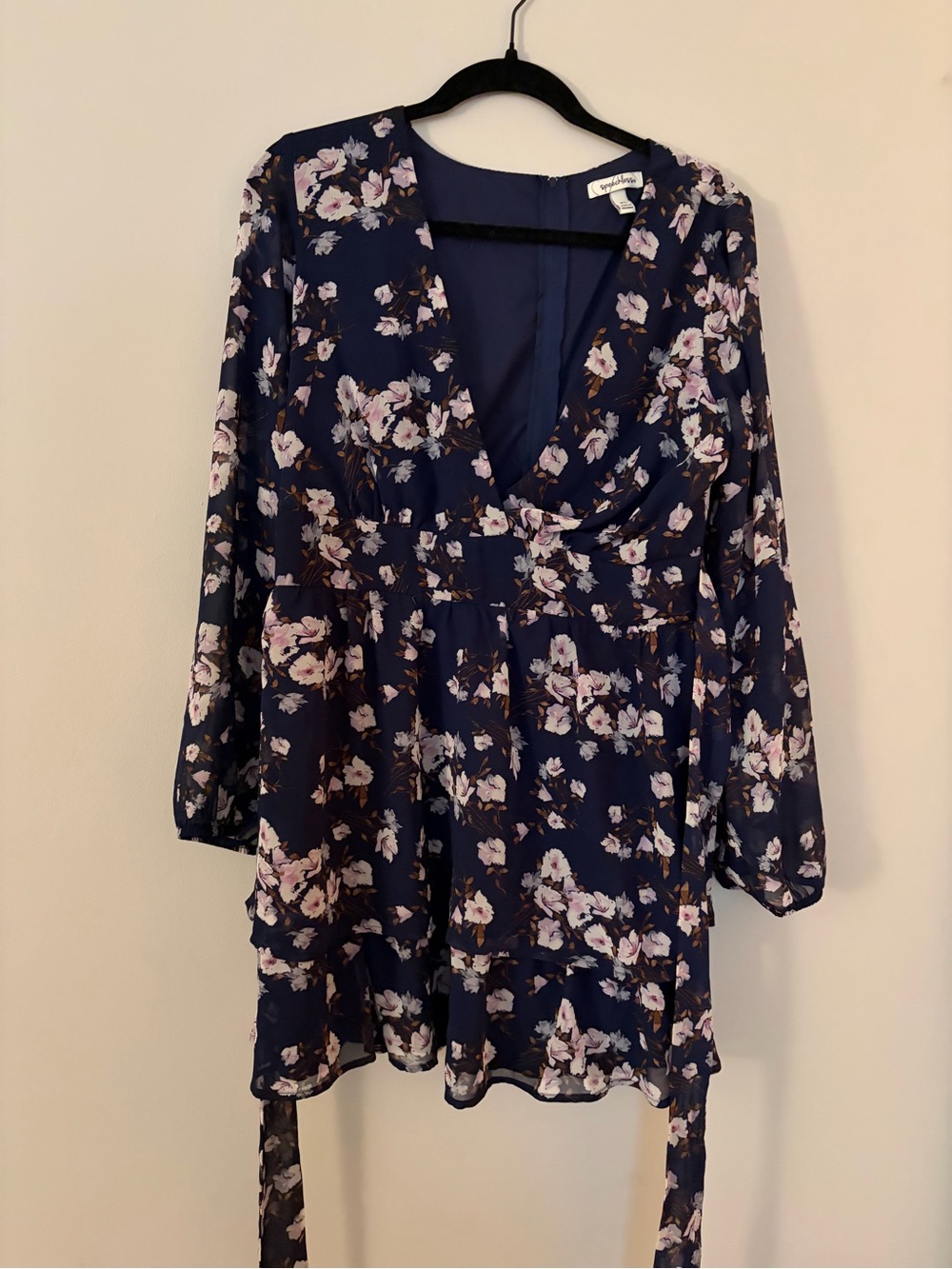 Floral Navy V-Neck Dress